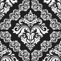 Classic seamless black and white pattern. Damask orient ornament. Classic vintage background