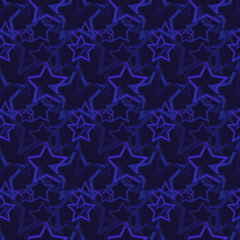 Seamless background pattern with colored diverse stars.