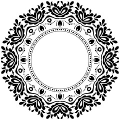 Elegant black and white ornament in classic style. Abstract traditional pattern with oriental elements. Classic vintage pattern