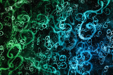 Abstract Artistic Multicolored Steams of Energy In an Energy Field Background