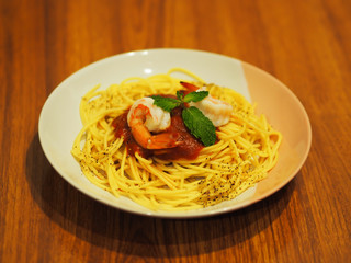 Shrimp Spaghetti with tomato sauce