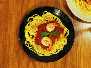 Shrimp Spaghetti with tomato sauce