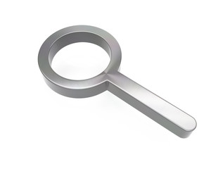 3d brushed metal magnifying glass icon