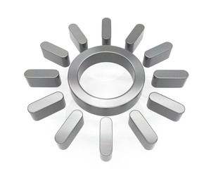 3d brushed metal sun icon