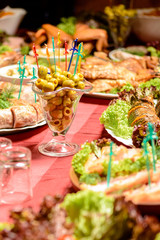 Ukrainian Cossack table in samovars and baking on a wedding