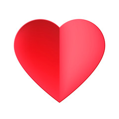 Trendy Realistic Paper Cut Red Heart Icon. Vector Illustration. Modern Style Icon isolated on White Background