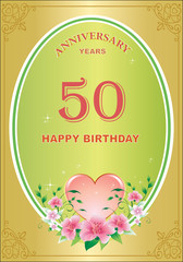 Anniversary 50 years, Birthday, background, greeting card, celebration, holidays