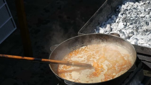 Large Vat Of Soup On Street Food Court