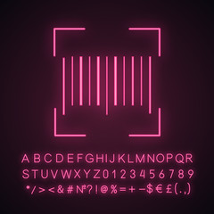 Traditional barcode neon light icon