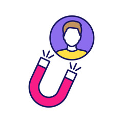 Customer attraction strategy color icon