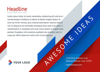 Abstract design cover banner template, magazine, flyers, flyer, with logo and place under the text. Geometric shapes, squares, triangles, lines. Vector illustration in a modern flat style.