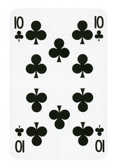 Ten of Clubs playing card - isolated on white (clipping path included)