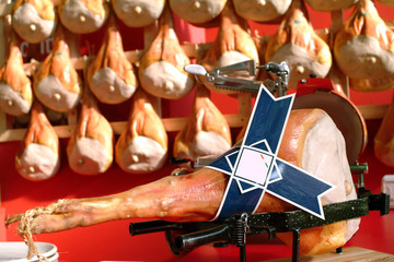 Italian food products San Daniele ham in seasoning