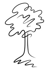 Black tree silhouette icon. Decorative tree logo vector illustration.