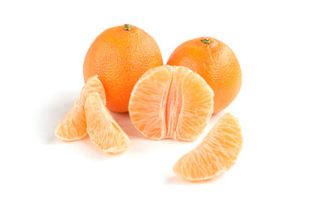 Mandarine isolated on white background.