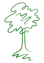 Green tree silhouette icon. Decorative tree logo vector illustration.