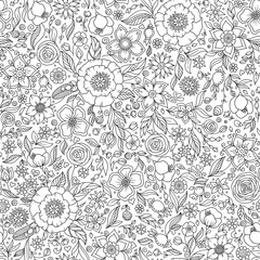 Seamless floral doodle background pattern in vector.