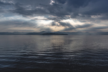 Scenic light of the sky and dark dramatic clouds