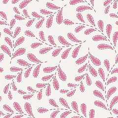 Embroidery floral seamless pattern on linen cloth texture