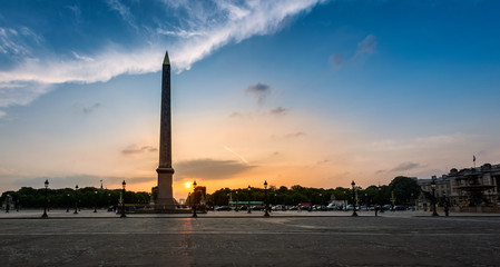 Fototapeta na wymiar Beautiful sunset of Luxor Obelisk. Paris, France