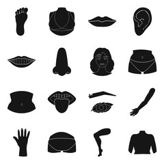 Vector design of body and part icon. Collection of body and anatomy stock symbol for web.