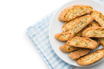 Sweet cantuccini biscuits. Italian biscotti.