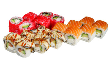 Japanese sushi on a white background with a clipping