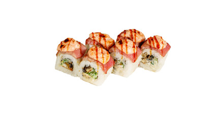 Japanese sushi on a white background with a clipping