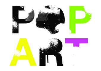 Pop art typography with bright colors in vector.