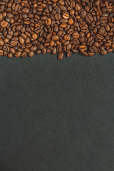 coffee, good and bad grains (coffee variety). food background.