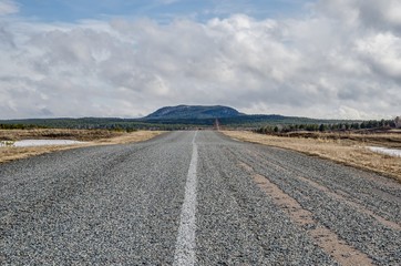 Steppe road towards the mountains
