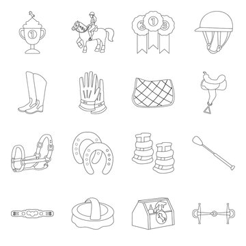 Isolated object of horseback and equestrian symbol. Collection of horseback and horse  vector icon for stock.