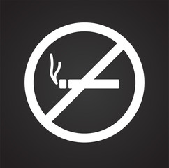 Obraz premium No smoking icon on black background for graphic and web design, Modern simple vector sign. Internet concept. Trendy symbol for website design web button or mobile