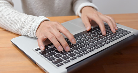 Fototapeta na wymiar Woman work on laptop computer