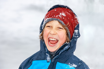 Portrait of a boy in winter