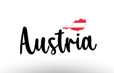 Austria country big text with flag inside map concept logo
