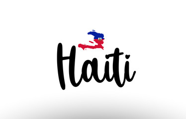 Haiti country big text with flag inside map concept logo