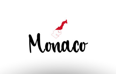 Monaco country big text with flag inside map concept logo