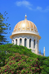 Dome of the Bab Shrine on the slopes of the Carmel Mountain in Haifa city, Israel