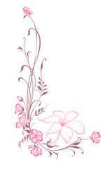 Obraz na płótnie Canvas Flowers decorative background. Vertical floral pattern with lilie