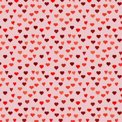 Seamless pattern with hearts on red background