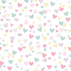 Sweet hearts. Seamless pattern with hand drawn hearts. Heart with doodle ornament. Colorful background for St. Valentine's Day.