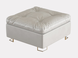 White soft pouf with folds on a white background 3d rendering