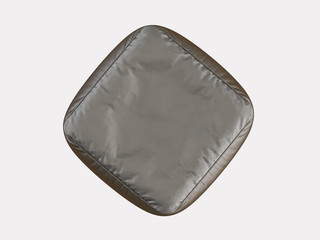 Gray soft pouf on a white background 3d rendering
