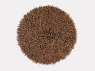 Brown round carpet on a white background 3d rendering