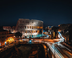 Coliseum or Flavian Amphitheatre or Colosseum (Amphitheatrum Flavium or Colosseo), Rome, Italy....