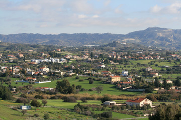 Fototapeta na wymiar Panoramic view of a mediterranean village Pyrgos, Limassol district, Cyprus in January