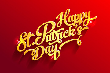 Saint Patrick's day gold lettering poster template