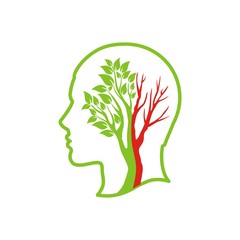 Профиль человека и силуэт дерева © Abundzu