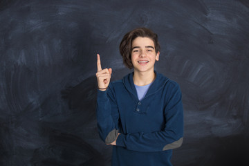 young man with his hand pointing